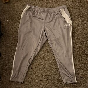 Adidas Silver Track Pants with White Stripes
